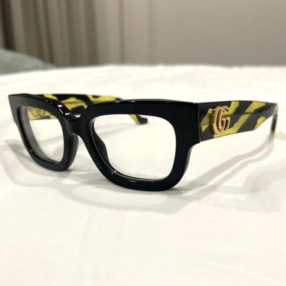 NWT Gucci GG1548O-006 Black Rectangle 52mm Eyeglasses - Picture 7 of 8
